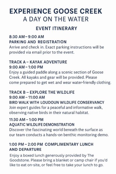 Enjoy a boxed lunch generously provided by The Goodstone. Please bring a blanket or camp chair if you’d like to eat on-site, or feel free to take your lunch to go. event itinerary